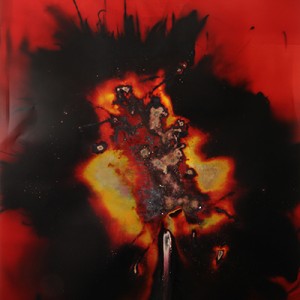 "Fist-Fever", 2014, ca. 180x106cm, Rocketogram / Color-Photogram, unique