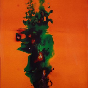 "Green-Cheese", 2021, ca. 240x127cm, Rocketogram / Color-Photogram, unique