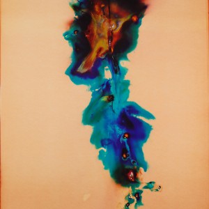 "Firetaufe", 2021, ca. 240x127cm, Rocketogram / Color-Photogram, unique